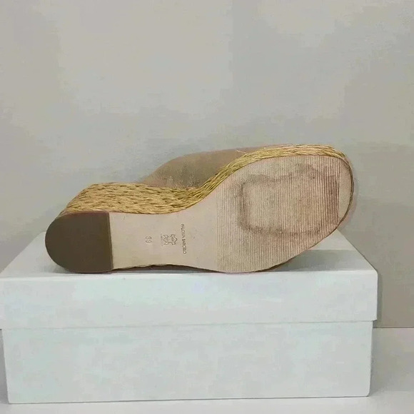 Paloma Barcelo 10.5 mm raffia wedge espadrille light green size 9 nwob - Picture 9 of 12